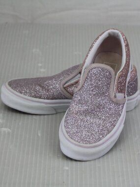 Vans Classic Slip-On Glitter Sneakers Kids Size 1 Pink Sparkle
